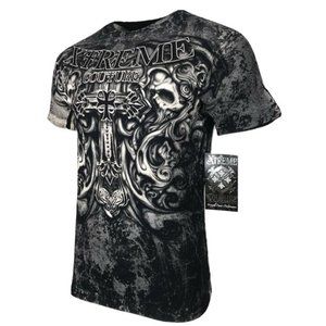 XTREME COUTURE by AFFLICTION Men T-Shirt HADES Skulls Biker MMA GYM